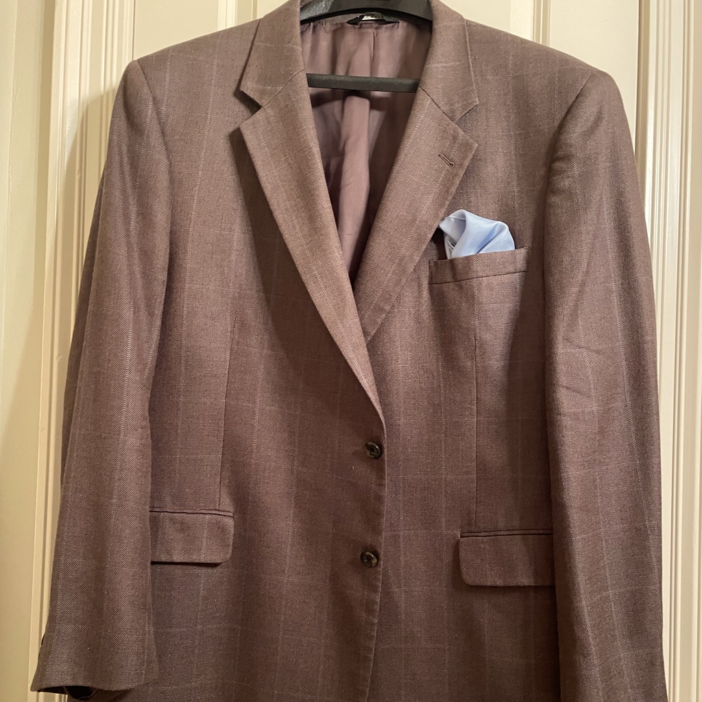 Men’s Sports Coat, 50l, Brown With Blue Pinstripes